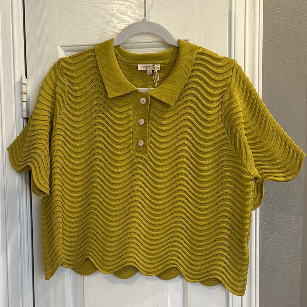 Textured Olive Green Knit Top by Mystree